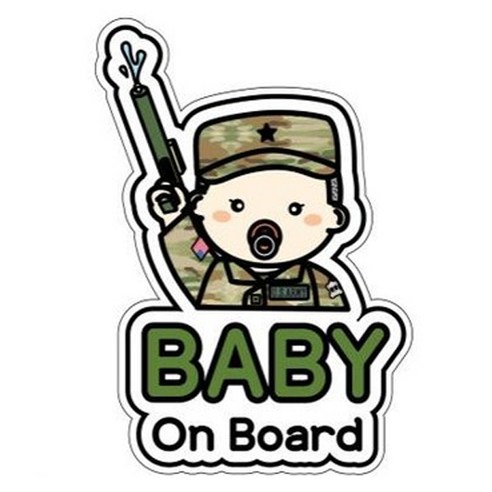 GEEKBEAR 아이가 타고 있어요 칼라 반사 차량용 스티커, 군인, 1개