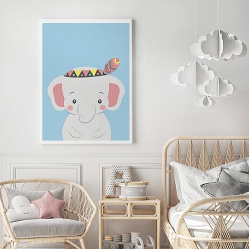 북유럽 스타일 인테리어 동물 포스터 코끼리 더그