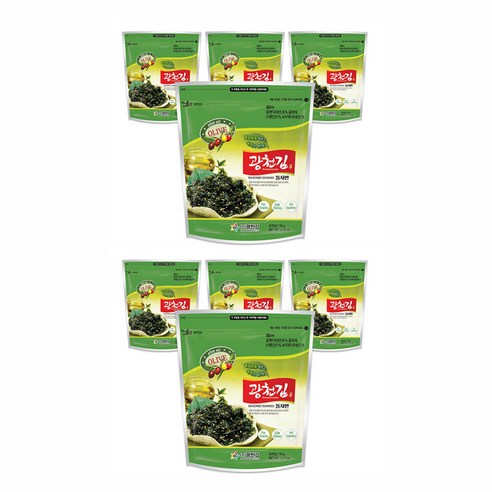광천김 올리브 녹차 볶음 돌자반, 8개, 70g