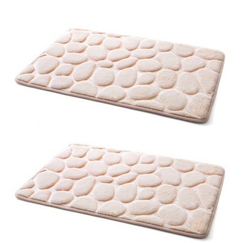 MEO 조약돌 주방 욕실 발매트 40 x 60 cm, 아이보리, 2개