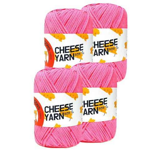 니뜨 치즈얀 소품 뜨개실 60g 4p, 33 네온핑크
