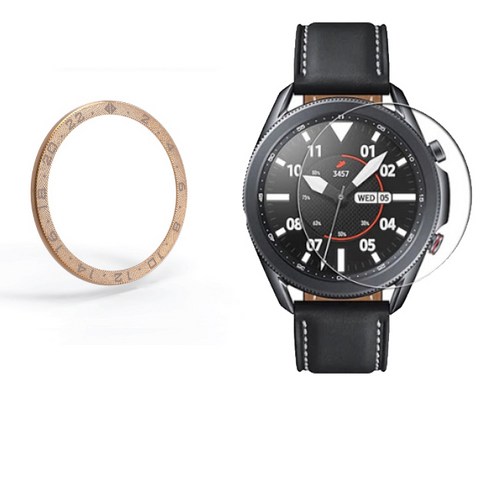 디지털빌리지 스마트워치 베젤링 C타입 46mm + 강화유리 액정보호필름 세트, 럭셔리 로즈골드