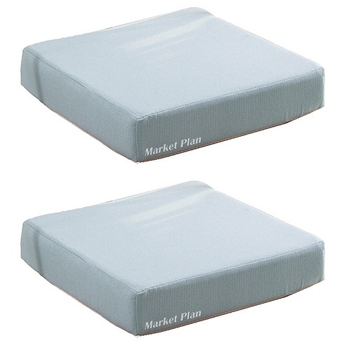 마켓플랜 고밀도 스펀지 방석 사각 8cm 2p, 라이트블루