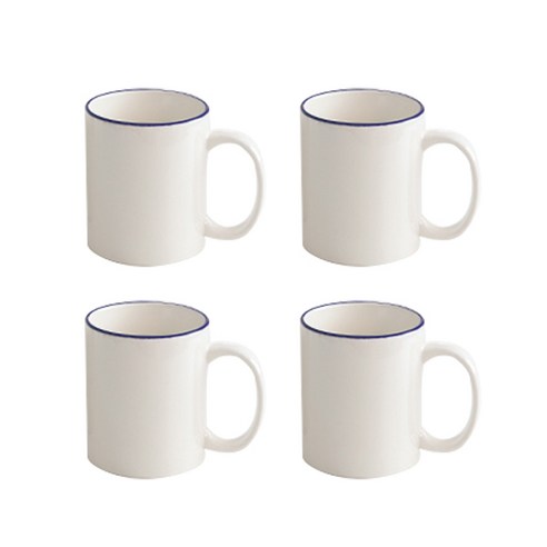 시라쿠스 뉴욕 라인 일자 머그 300ml, 블루, 4개
