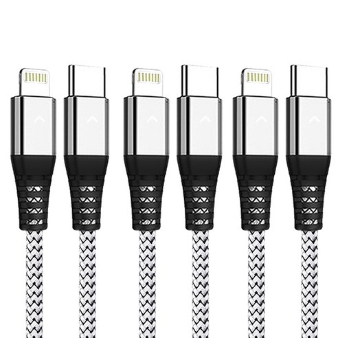 베리어 PD USB C to 라이트닝 8핀 아이폰 고속충전 케이블 3p, 1.2m, 실버