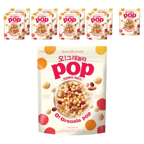 마켓오네이처 오그래놀라팝 크랜베리 아몬드, 520g, 10개