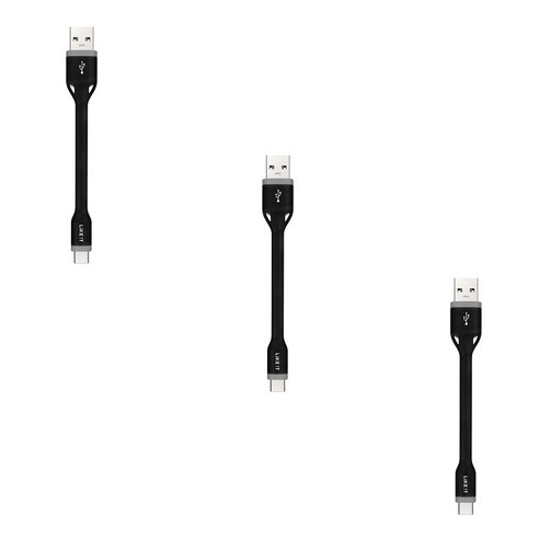 엘레컴 퀄컴3.0고속충전 C타입 케이블 3p, 블랙(EK-AC02BK), 10cm