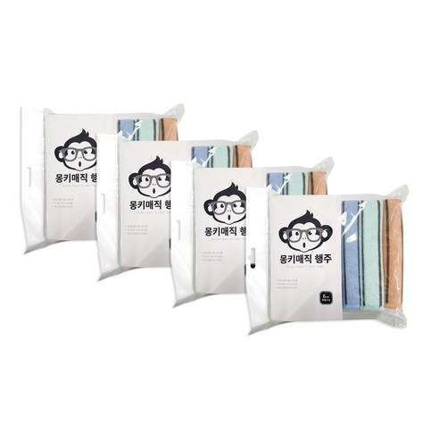 졸리홈 몽키매직 행주 스트라이프 오렌지 2p + 민트 2p + 블루 2p 세트, 4세트