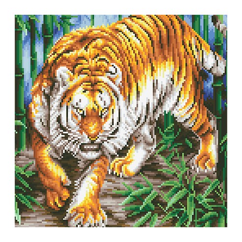 디클레어 액자형 보석십자수 DIY 키트 캔버스형 40 x 50 cm, 용맹한 호랑이, 1세트