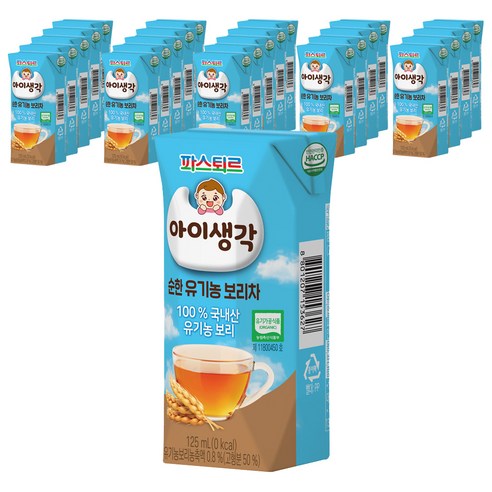 파스퇴르아이생각 순한 유기농 보리차 125 ml, 보리차맛, 125ml, 24개입