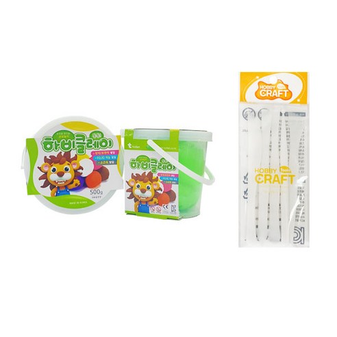 하비클레이 500g x 2p + 점토 도구 5종 세트, 형광연두(클레이), 1개
