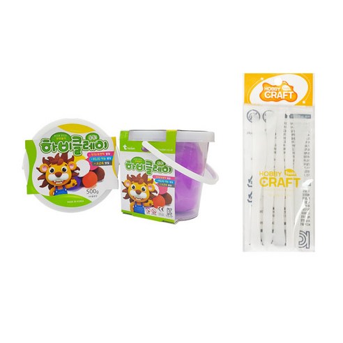 하비클레이 500g x 2p + 점토 도구 5종 세트, 형광보라(클레이), 1개