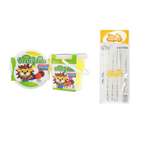 하비클레이 500g x 2p + 점토 도구 5종 세트, 형광노랑(클레이), 1개