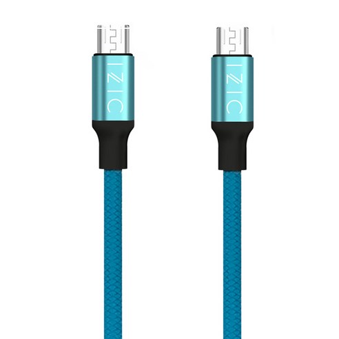 아이직 마이크로5핀 고속충전 USB 케이블 2p, 25cm, 블루