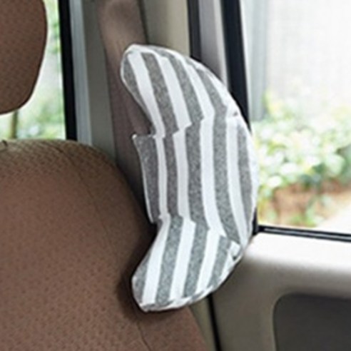 조이멀티 차량용 안전벨트 줄무늬 쿠션 베개 2p 세트, 랜덤발송