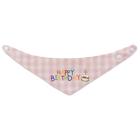 리토가토 반려동물 스카프 생일축하2 S, 핑크체크, 1개