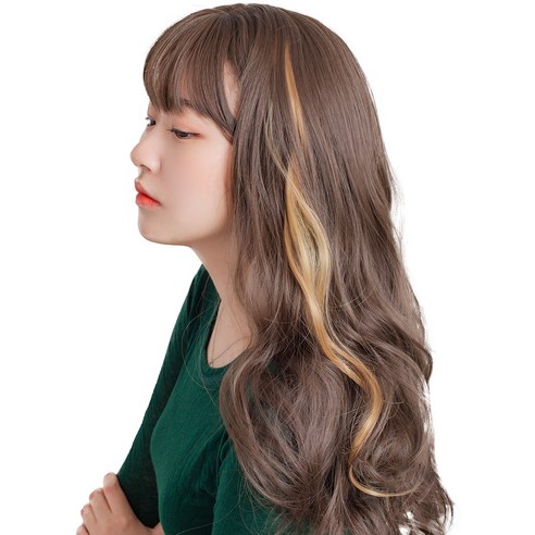 가발위드 단색 웨이브 컬러 포인트 피스 5p + 트윙클 붙임머리 세트, 밀크브라운(컬러피스), 랜덤발송(붙임머리), 1세트