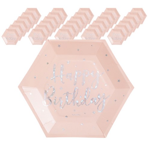 JOYPARTY 생일파티 접시 25cm 6p, 트윙클핑크, 12개