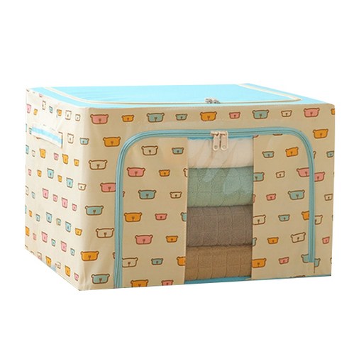 스타 패턴 패브릭 리빙박스 39 x 29 x 20 cm, 블루 베어, 1개
