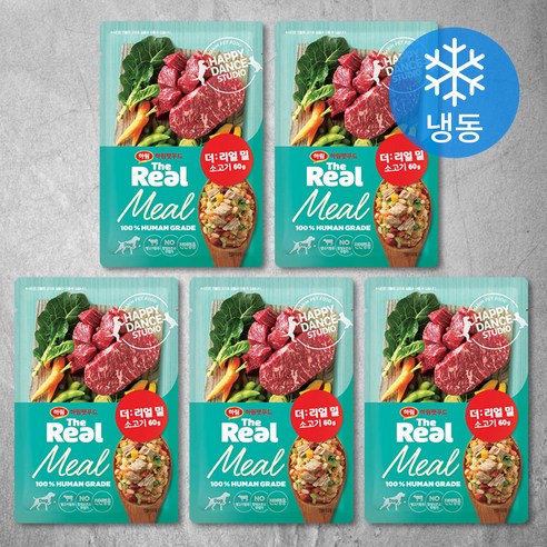 하림펫푸드 전연령 강아지 더리얼 밀 냉동 화식사료, 소, 60g, 5개