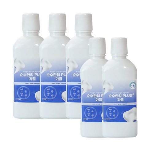 순수한입 플러스 후레쉬 가글 구강청결제, 600ml, 5개