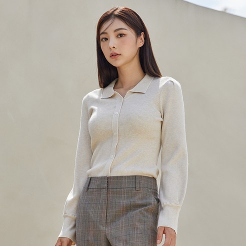 클라비스 여성용 카라형 풀오버형 가디건