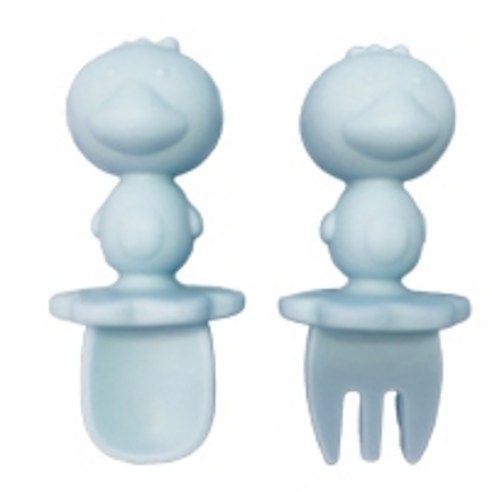 안전하고 즐거운 첫 식사, 티지엠 실리콘 자기주도 스푼 & 포크 세트