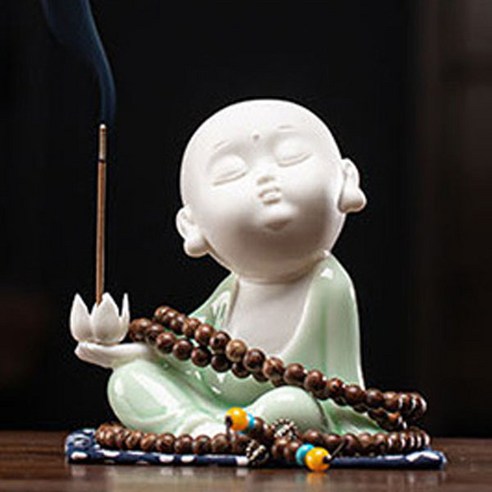 마켓A 불교 수도스님 인센스 홀더 수도사, 옥색