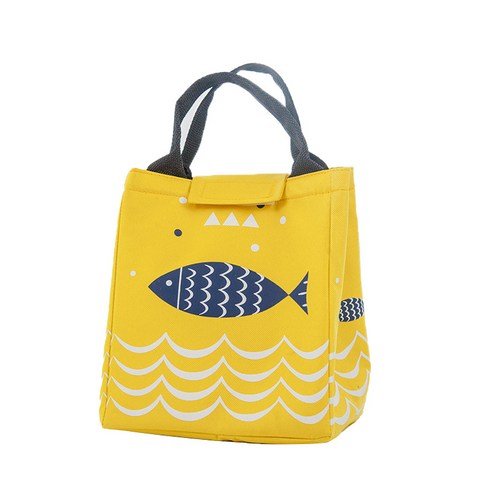 세이프탑 귀여운 디자인 보온가방, 01 작은 물고기 노란색