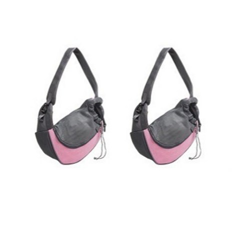 해밀 반려동물 실용적인 휴대용 숄더 크로스 메쉬 천 가방 2p, 핑크 + 그레이