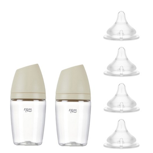 티지엠 트라이탄 쌀알 젖병 240ml x 2p + 젖꼭지 4p, 라이스베이지, 1개