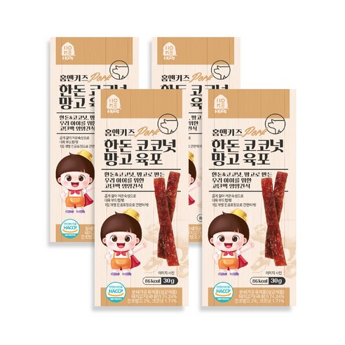 홈앤키즈 한돈 육포, 코코넛망고, 30g, 4개