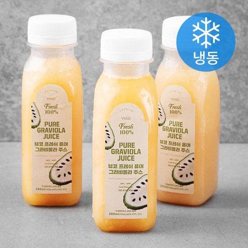 뷰코 프레쉬 퓨어 그라비올라 저온 비가열 착즙 주스 (냉동), 280ml, 3개