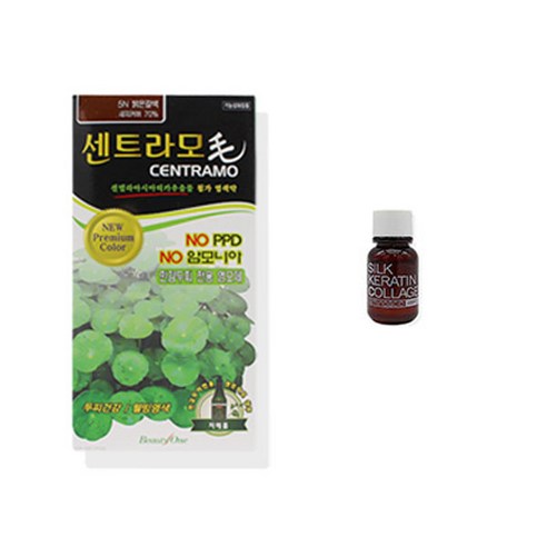 뷰티원 염색제 프리미엄 센트라모 코팅 칼라크림 120g + 앰플 세트, 5N 밝은갈색(칼라크림), 1세트