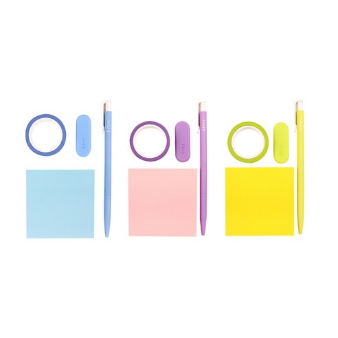 리플린 슬림형 지워지는 펜 0.4mm 세트, 블루, 퍼플, 라임, 3세트
