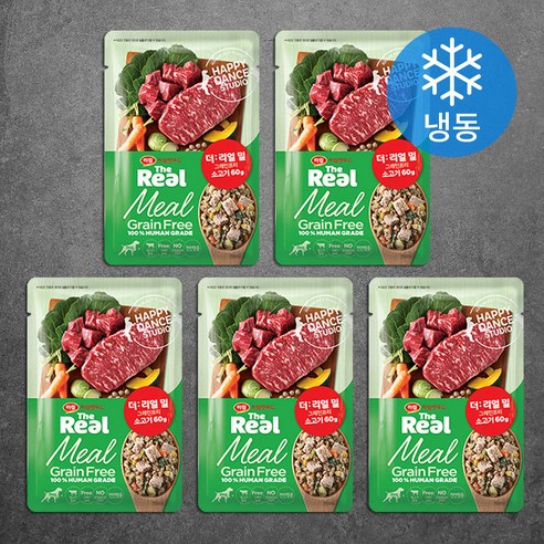 하림펫푸드 전연령 강아지 더리얼 밀 그레인프리 화식사료, 소, 60g, 5개