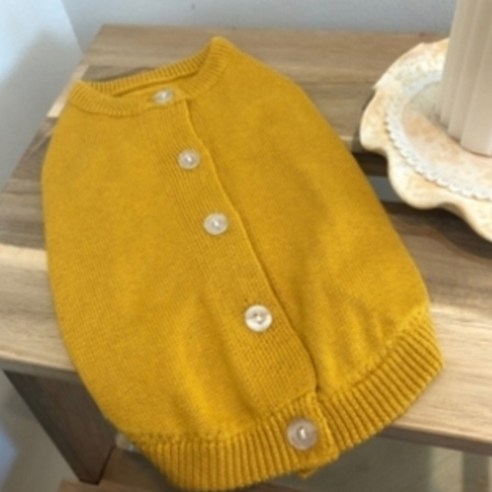 강아지 면사가디건, YELLOW, 1개