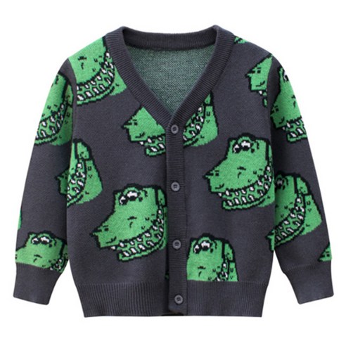 더메르시 아동용 사냥꾼 공룡 가디건 스웨터