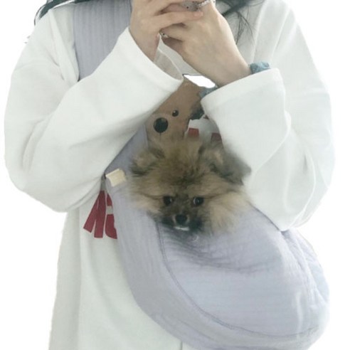 애키새 광목천 강아지 슬링백, 연보라, 1개