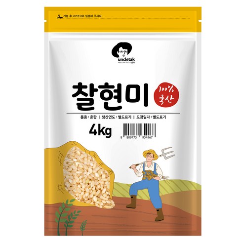 엉클탁 국산 찰현미, 1개, 4kg