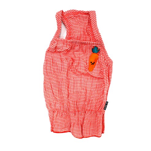 블랭크도그 강아지 과수원와펜 나시 원피스, RED