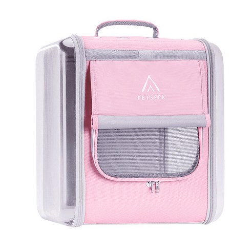 반려동물 배낭형 이동가방 투명 백팩, 피치 핑크