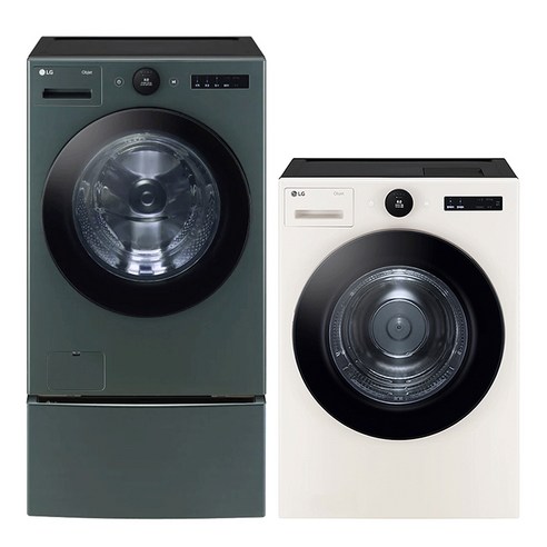 LG전자 트롬 오브제컬렉션 세탁기 네이처 그린 FX24GSB-2E 28kg + 건조기 네이처 베이지 RD20ES 20kg 세트 방문설치, 세탁기(FX24GSB-2E), 건조기(RD20ES)