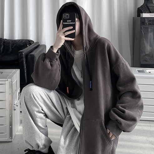 oversize overfit 男性 時尚 服裝 外 罩 拉鍊 成年男性 成年男子