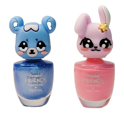 투미니 어린이 프렌즈 수성 네일 8ml x 2종 세트, 트윙클블루(햄스터) + 피치핑크(토끼), 1세트