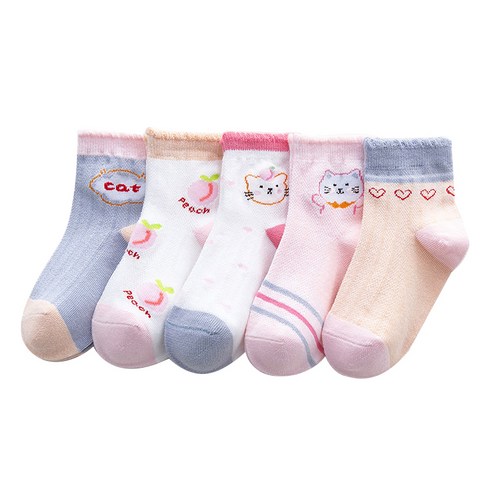 제이셀 아동용 피치고양이 양말 5종 세트 J46