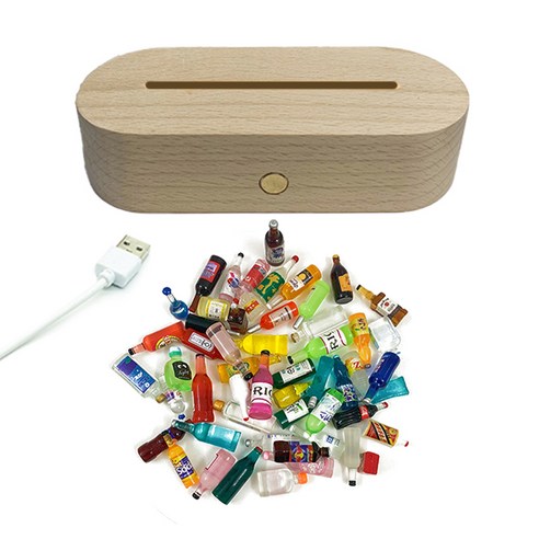 더깔끔 DIY USB 무드등 키트 타원형 + 미니어처 소품 30p, 노랑(USB 무드등), 랜덤발송(미니어처)
