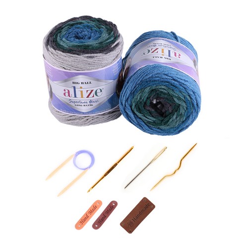 알리제 마마니트 대용량 맥시 롱바틱실 2p 뜨개질 DIY 패키지, 1세트, 6777