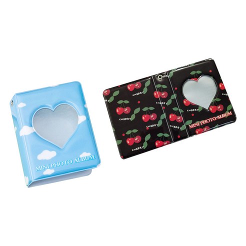 Healingcare 콜렉트북 탑로더 포카슬리브 2종 세트, 17 구름 하트, 블랙 하트