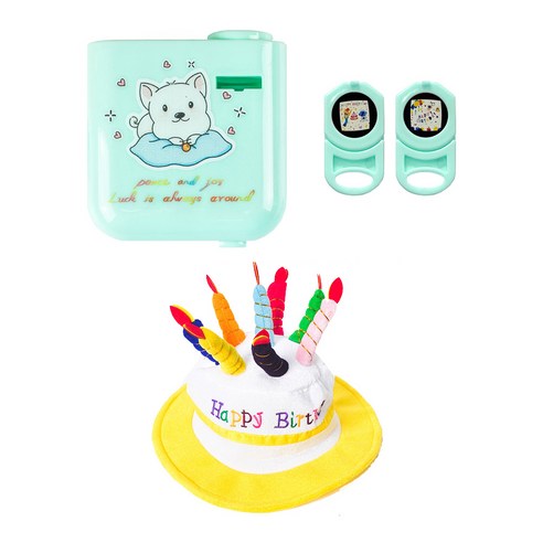 파티쇼 생일축하파티 미니 빔 + 디자인칩 2종 + 생일케익모자 세트, 민트(빔),  옐로우(모자), 1세트